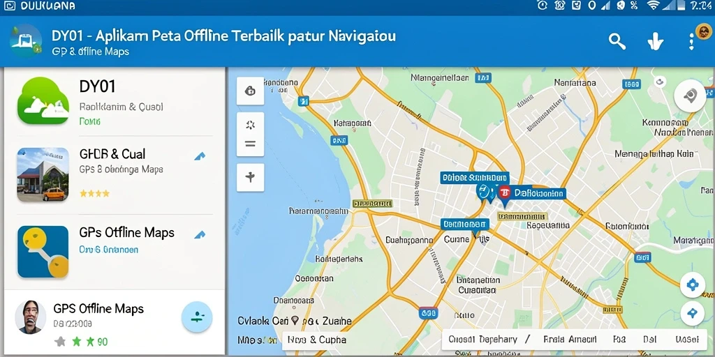 Tampilan antarmuka aplikasi DY01 dengan fitur GPS Offline Maps.