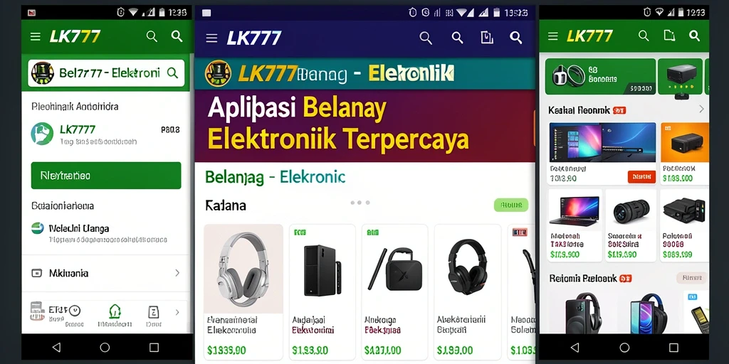 Tampilan utama aplikasi LK777 dengan berbagai pilihan produk elektronik.