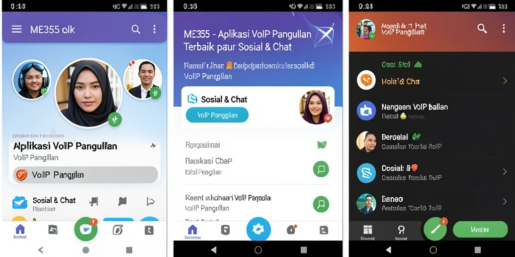 Tampilan antarmuka VoIP Panggilan ME355 yang modern dan user-friendly.