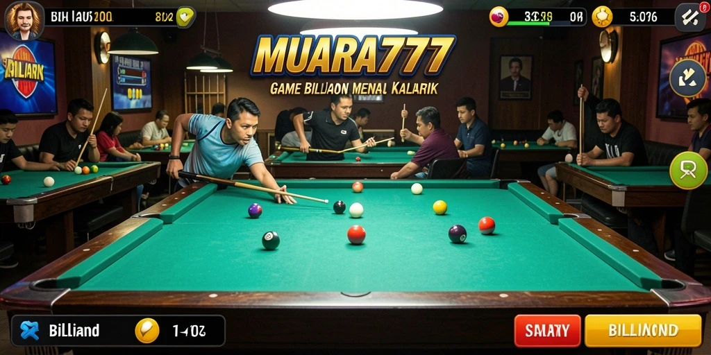 Tampilan antarmuka game Billiard yang menarik dan fungsional.