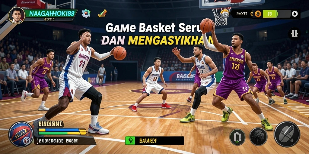 Antarmuka NAGAHOKI88 menampilkan aksi basket yang dinamis dan interaktif.