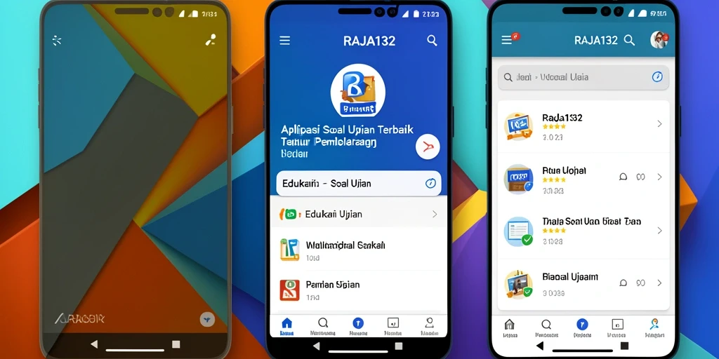 Tampilan antarmuka aplikasi Soal Ujian RAJA132 yang interaktif.