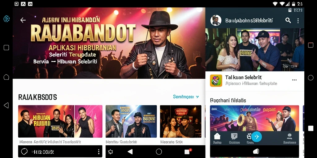 Antarmuka RAJABANDOT menampilkan berita selebriti terkini.