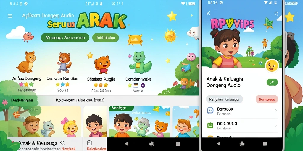 Antarmuka RPVIP3 yang ramah anak dengan koleksi dongeng audio.