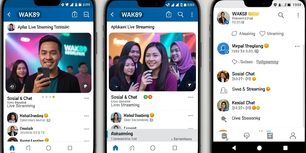 Tampilan antarmuka aplikasi WAK89 saat Live Streaming